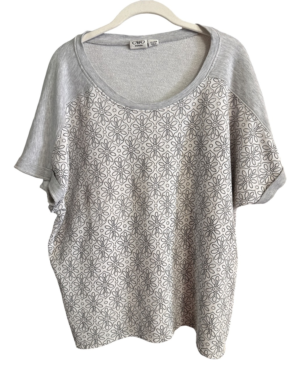 Cato Woman Short Sleeve Oversized Sweater Gray 22/24W